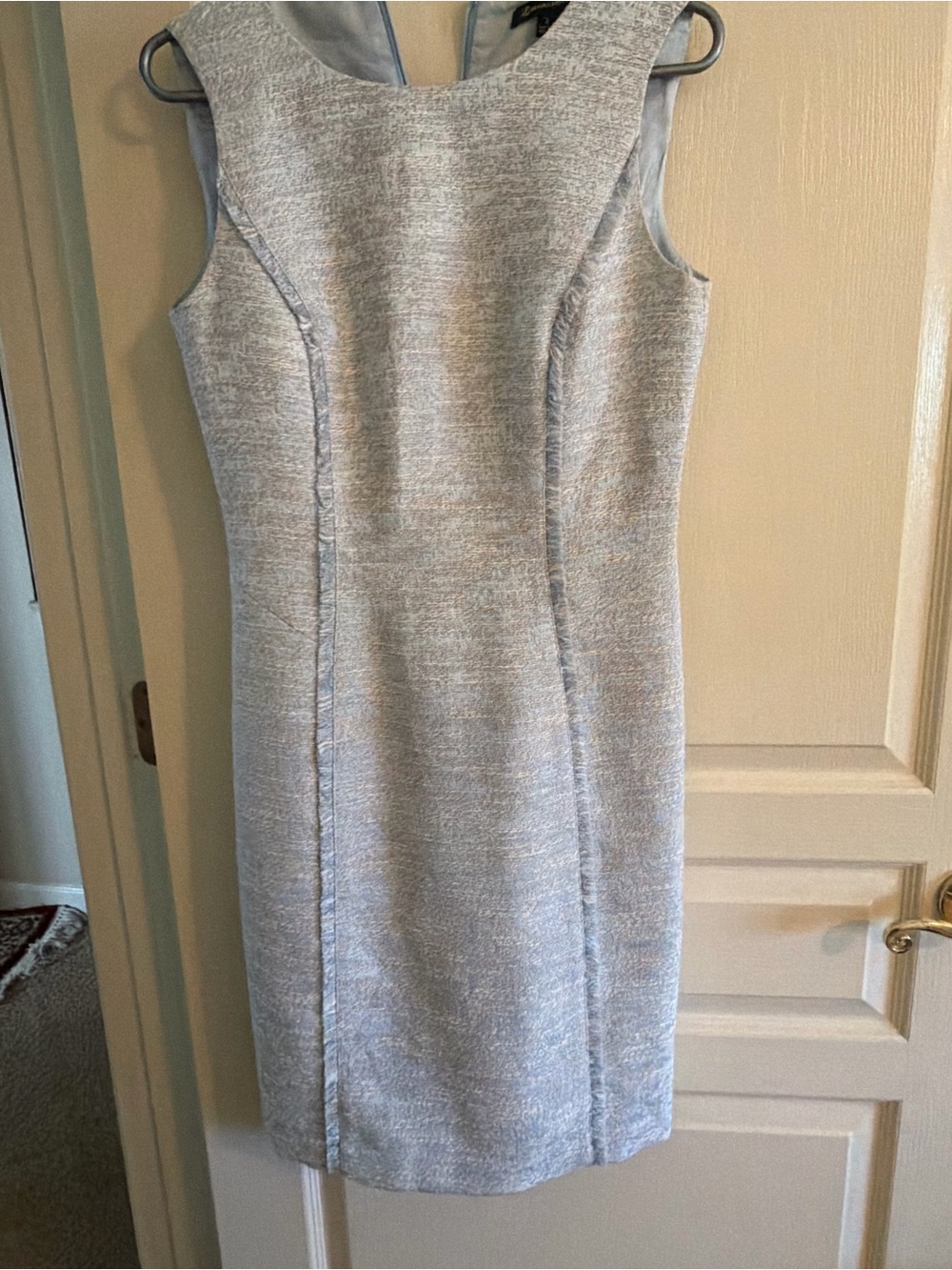 Brooks Brothers Light Blue and Cream Tweed Sleeveless Sheath Dress - Picture 5 of 9